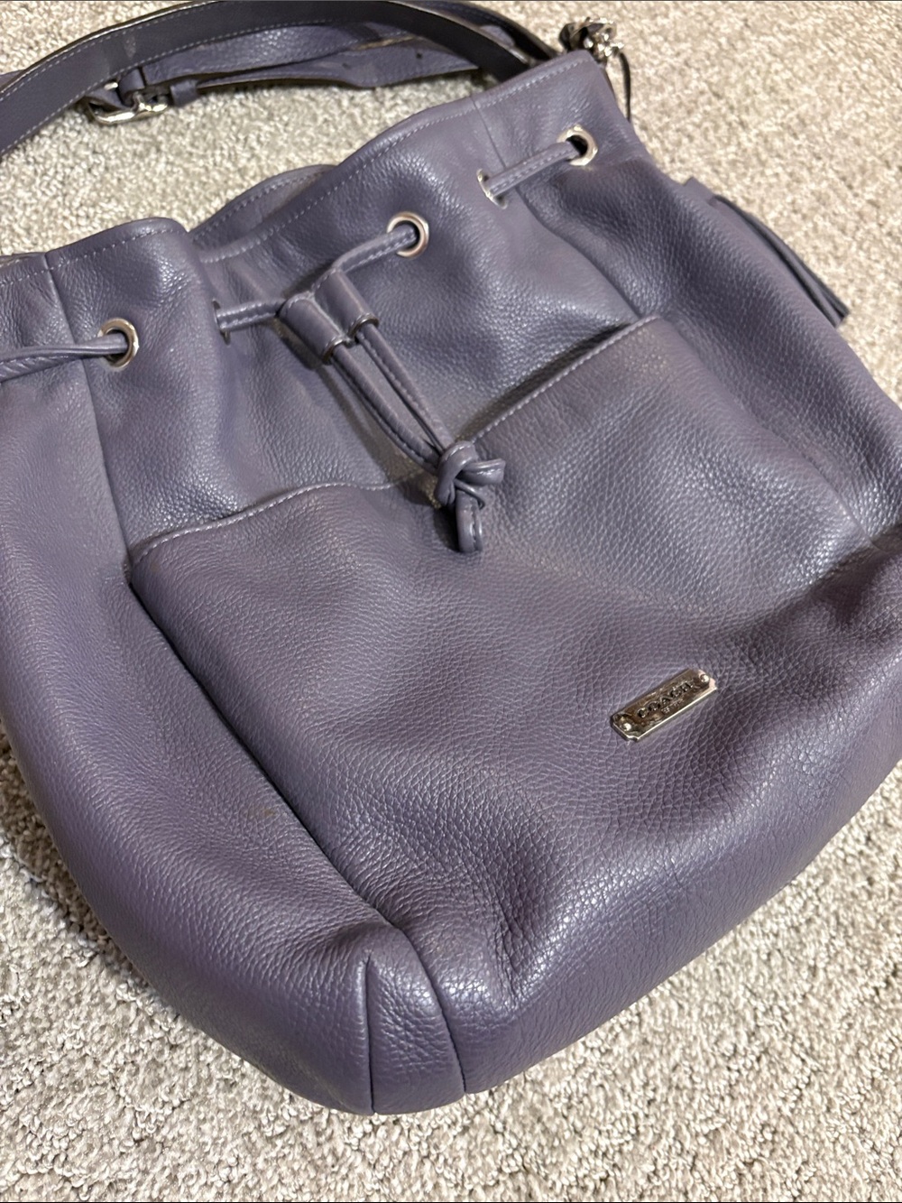 Coach Avery - Smokey Lavender Leather Drawstring Bucket Bag